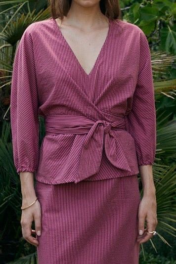 BLUSA RAYAS FINAS FRAMBUESA