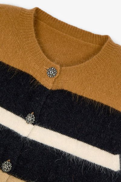 CHALECO PUNTO RAYAS CAMEL - Imagen 5